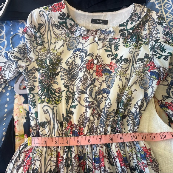 Zara Pleated Tiered Skirt Floral Collared Button Detail Dress - Picture 10 of 12